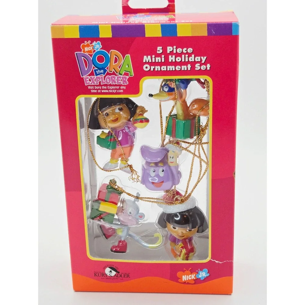 Dora the Explorer 5 Piece Mini Holiday Ornament Set 2003 Nick Jr New